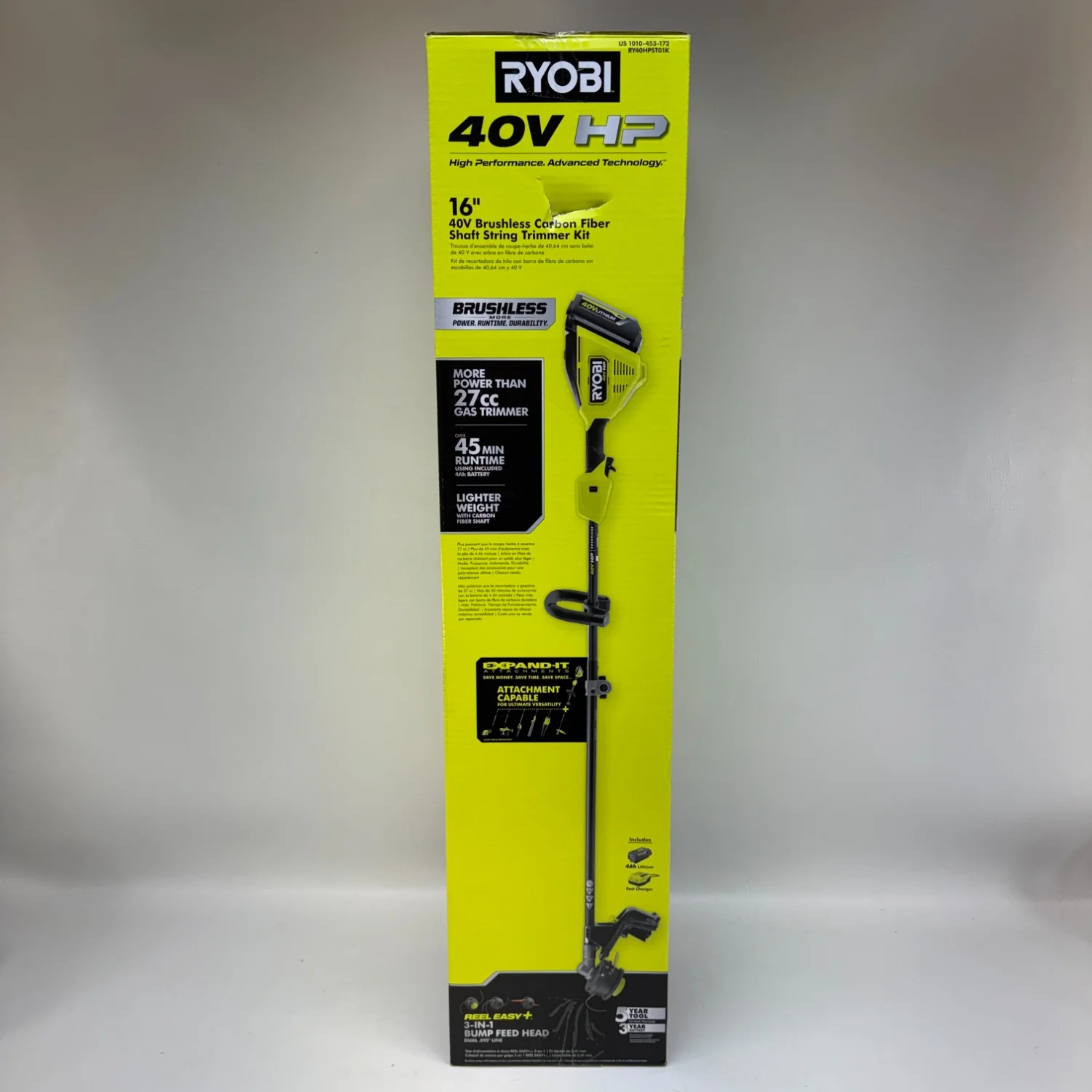 NEW 40V HP Brushless 16 in. Cordless Carbon Fiber Shaft Attachment Capable String Trimmer with 4.0 Ah Battery and Charger - Image 4