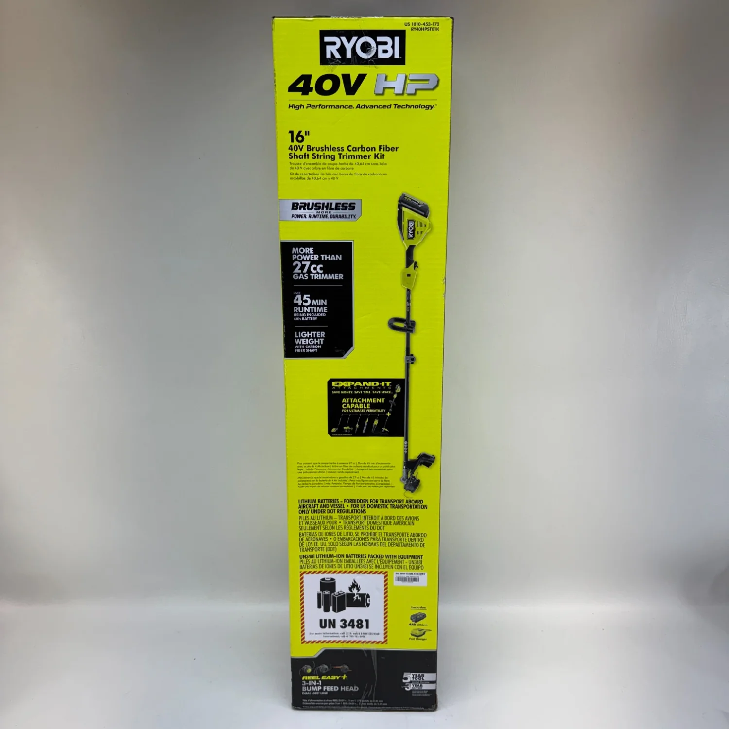 NEW 40V HP Brushless 16 in. Cordless Carbon Fiber Shaft Attachment Capable String Trimmer with 4.0 Ah Battery and Charger - Image 5